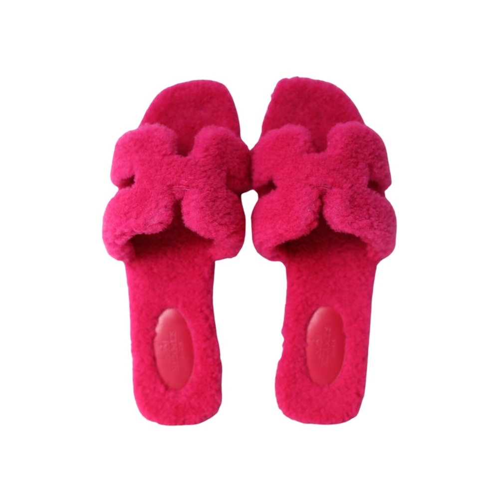 Hermes Teddy Bear Oran Sandal Fuchsia